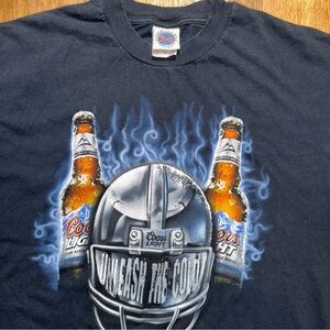 Vintage 90s Coors Light Beer Football Helmet Graphic T-Shirt - Size XL 90s Blue